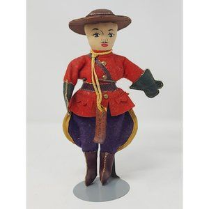 Vintage Victoria Canada Mounty Made In Canada‎ Cloth Doll Leather Tag